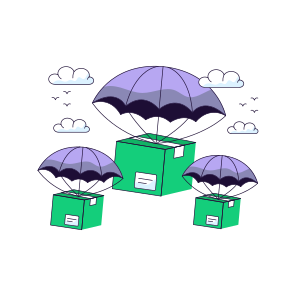Parachute Delivery, Air Delivery, Parachute Package, Parachute Parcel, Logistic Delivery icon