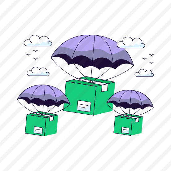 Parachute Delivery, Air Delivery, Parachute Package, Parachute Parcel, Logistic Delivery preview