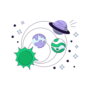 Solar System, Planetary System, Heliocentric System, Star System, Revolving Planets icon