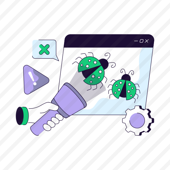 Bug Testing, Bug Analysis, Debugging, Search Bug, Search Virus, preview