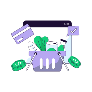 Grocery Basket, Grocery Bucket, Grocery Container, Grocery Shopping, Ecommerce icon