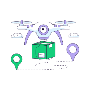 Drone Delivery, Logistic Delivery, Quadcopter Delivery, Drone Package, Drone Parcel icon