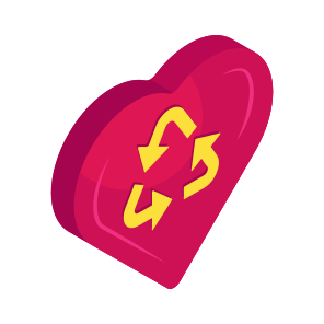 Heart Recycling, Heart Reprocess, Heart Renewable, Heart Reuse, Recycling icon