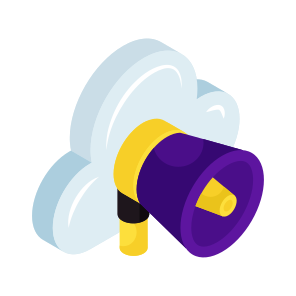Cloud Announcement, Cloud Promotion, Cloud Publicity, Cloud Campaign, Cloud Speaker icon