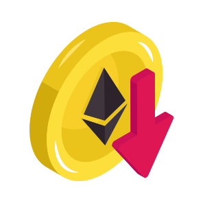 Ethereum Value Down, Ethereum Coin, Crypto, Eth, Digital Currency icon