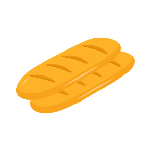 Baguette, Loaf Bread, Edible, Snack, Breakfast icon