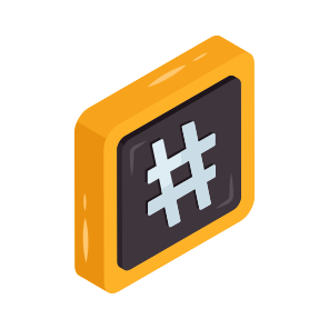 Hashtag, Octothorpe, Hash Mark, Number Sign, Number Symbol icon