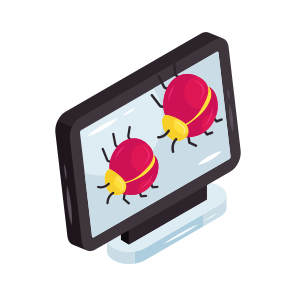 Online Bug, Online Virus, Computer Bug, Computer Virus, Infected Monitor icon