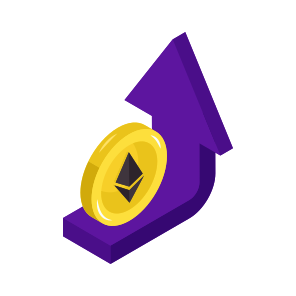 Ethereum, Ethereum Value Increase, Crypto, Digital Currency, Isometric icon