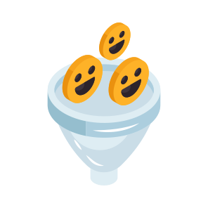 Feedback Filtration, Emoji Filtration, Funnel, Extraction, Emoji Pouring icon