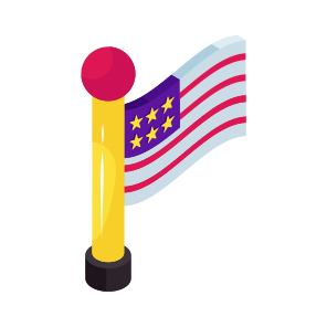 American Flag, Flagpole, Streamer, Sports Flag, Isometric Flag icon