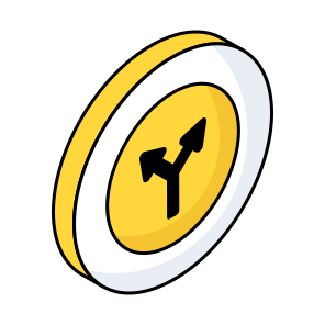 Y Intersection Board, Roadboard, Signboard, Info Board, Guideboard icon