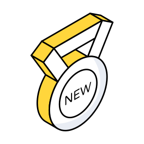 New Badge, New Label, New Medal, Ribbon Medal, New Arrival icon