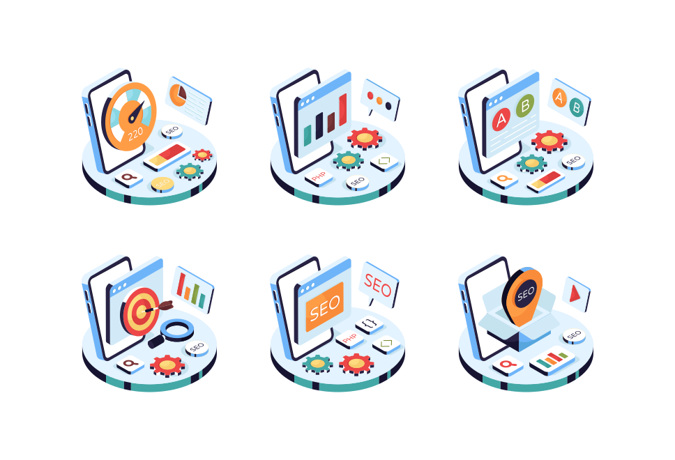 Seo isometric illustrations Large Set Preview