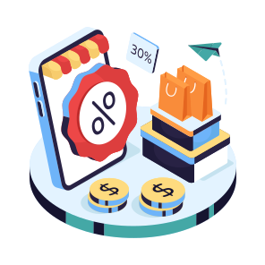 % Shopping Discount, Mobile Shopping Sale, Shopping Bags, Commerce, Discount Sale, icon