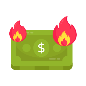 Money Burning, Cash Burning, Financial Burning, Dollar Burning, Inflation icon