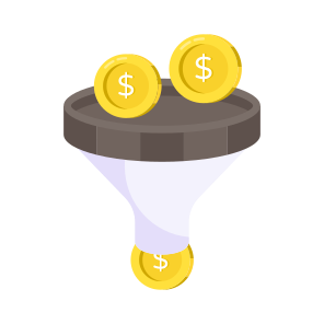 Money Filtration, Money Extraction, Financial Filtration, Money Pouring, Sales Funnel icon