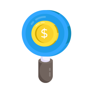 Search Dollar, Dollar Analysis, Search Money, Search Cash, Find Dollar icon