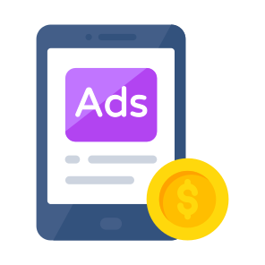 Mobile Paid Ad, Mobile Advertisement, Digital Ad, Phone Ad, Online Ad icon