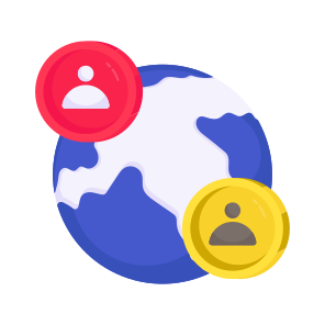 Global Users, Global Profiles, Global Avatars, Worldwide Users, Worldwide Profiles icon