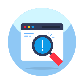 Search Error, Search Warning, Search Caution, Search Alert, Find Error icon