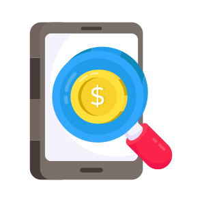 Search Dollar, Search Money, Financial Research, Dollar Analysis, Search Dollar icon