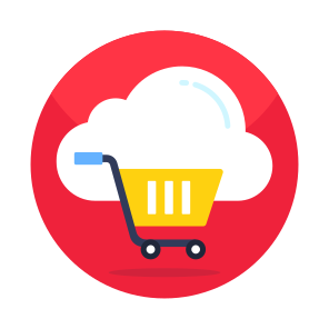 Cloud Shopping, Cloud Buying, Cloud Commerce, Shopping Cart, Handcart icon