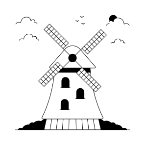 Landmark, Monument, Building, Architecture, Kinderdijk Windmills icon