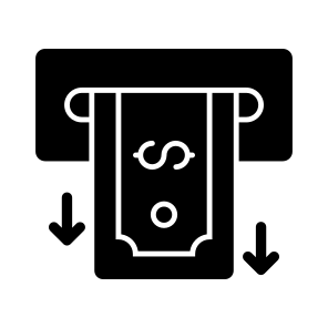 Money Withdrawal, Cash Withdrawal, Dollar Withdrawal, Money Transaction, Financial Withdrawal S icon