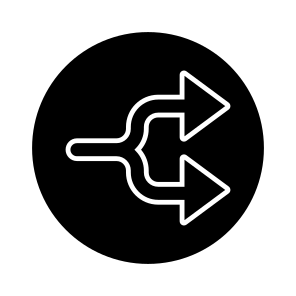 Directional Arrows, Navigational Arrows, Arrowhead, Pointing Arrows, Split Right Arrows icon