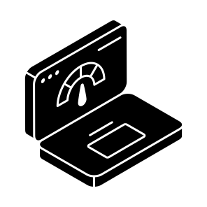 Laptop, Display, Screen, Speedometer, Odometer, Icon, Vector, Flat, Indicator, Speed icon