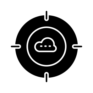 Cloud Target, Cloud Goal, Cloud Aim, Cloud Objective, Cloud Technology icon