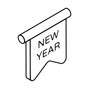 New Year Banner, New Year Label, New Year Badge, New Year Emblem, Happy New Year icon