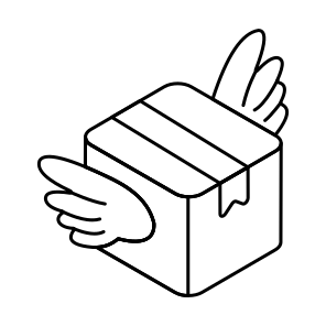 Flying Parcel, Fast Delivery, Package, Carton, Box icon