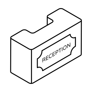Reception Table, Reception Desk, Info Table, Info Desk, Front Desk icon