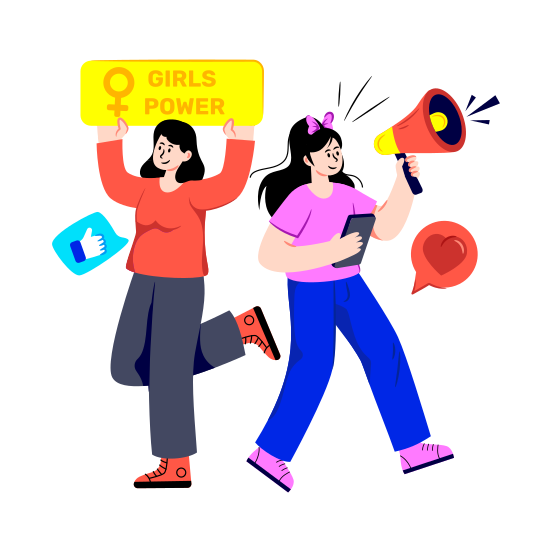 Girls Power, Female Power, Feminism Campaign, Women Strength, Women Empowerment illustration