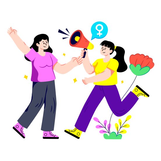 Girls Power, Female Power, Feminism Campaign, Women Strength, Women Empowerment,icons illustration
