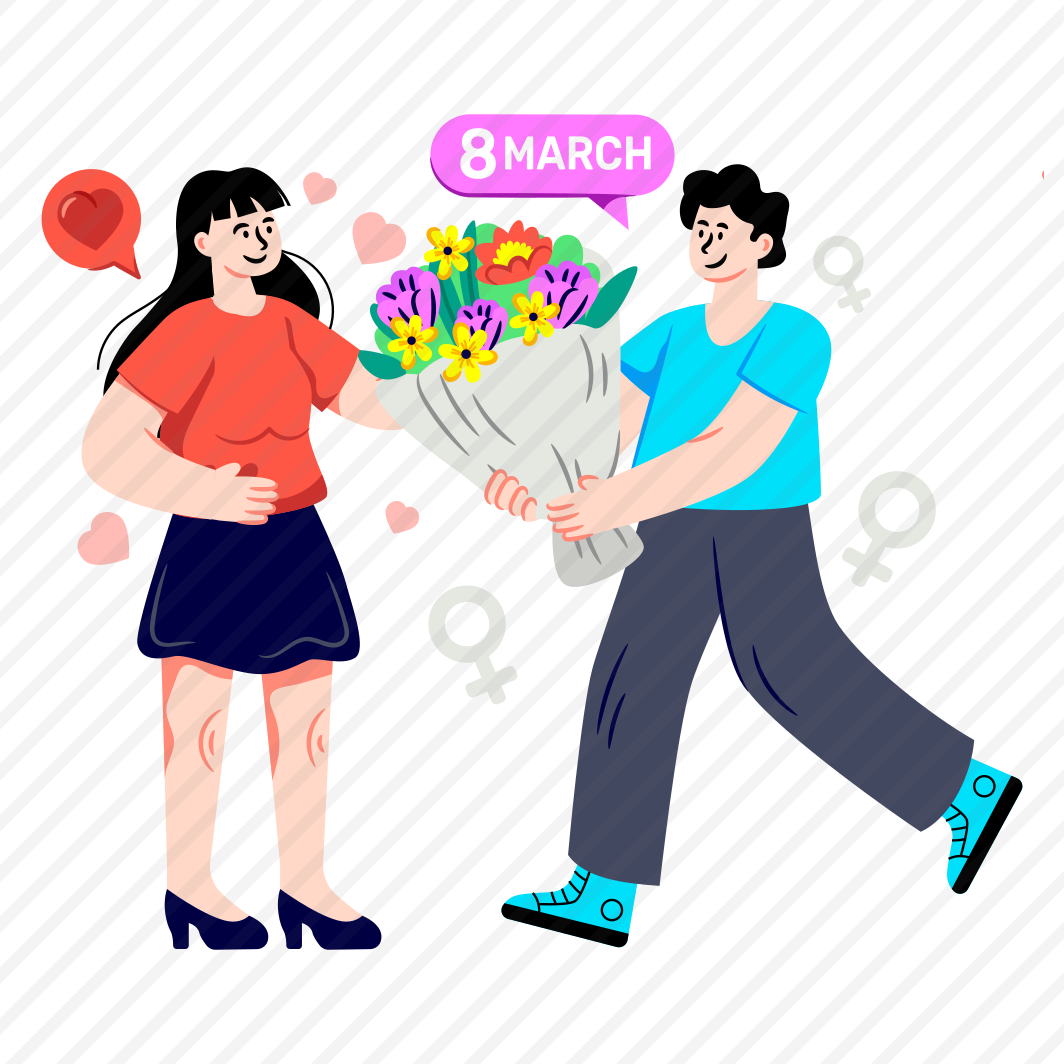 Happy Women's Day, Women's Day Celebration, Women's Day Event, Giving Bouquet, Feminist Day, preview
