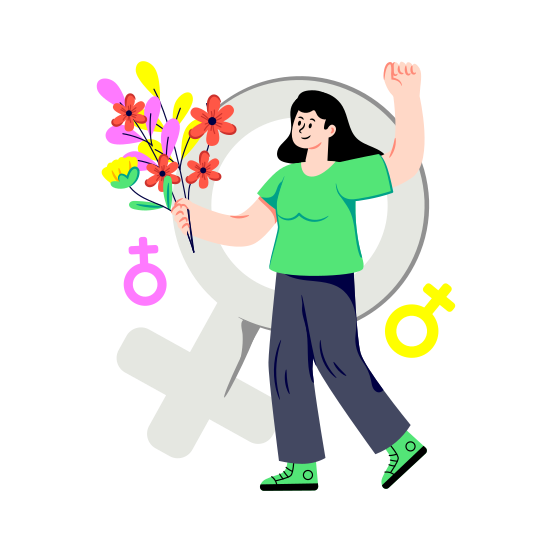 Happy Women's Day, Women's Day Celebration, Women's Day Event, Giving Flowers, Feminist Day, illustration