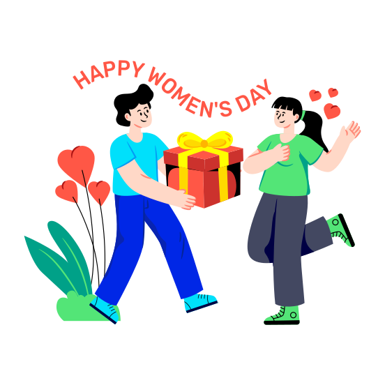 Happy Women's Day, Women's Day Celebration, Women's Day Event, Giving Gift, Women's Day Gift, illustration