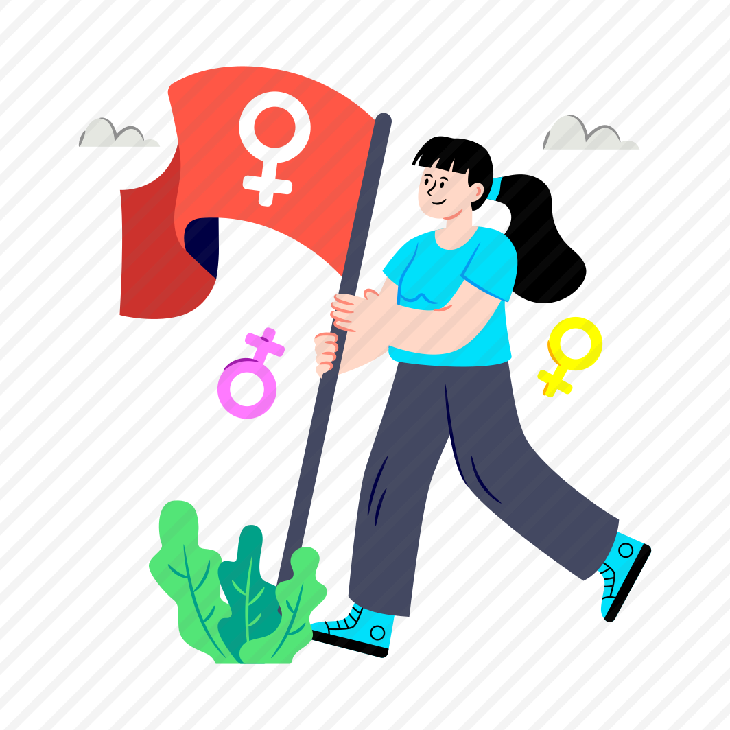 Women Empowerment, Women's Day Flag, Feminism Movement, Female Gender Flag, Waving Flag, preview