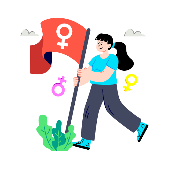 Women Empowerment, Women's Day Flag, Feminism Movement, Female Gender Flag, Waving Flag, illustration