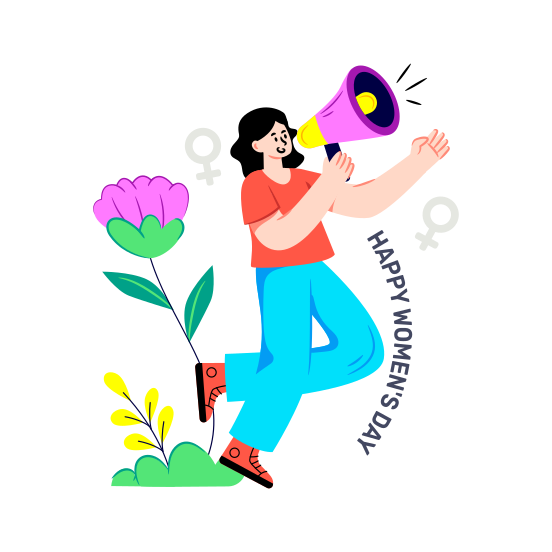 Women's Day Announcement, Women's Day Voice, Feminism Campaign, Women Strength, Women Empowerment,icons illustration