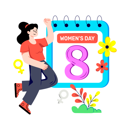 Women's Day Calendar, Women's Day Reminder, Women's Day Event, Th March, Feminist Day, illustration