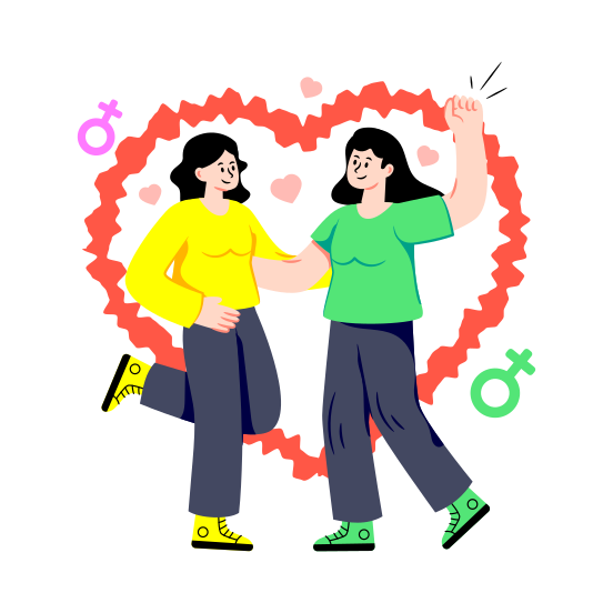 Women's Love, Women Affection, Women's Day, Friends Love, Adorable Girls illustration