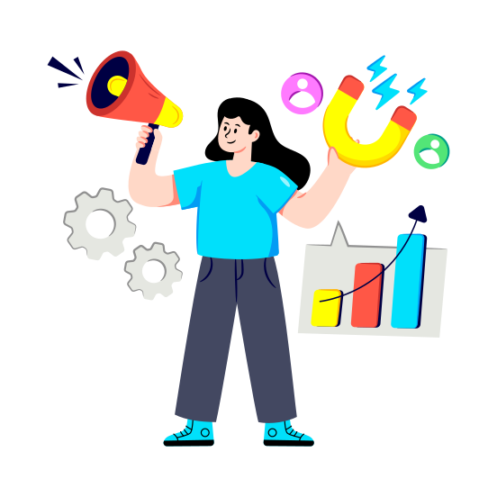 Attract Business Marketing, Business Promotion, Business Publicity, Business Campaign, Data Marketing illustration