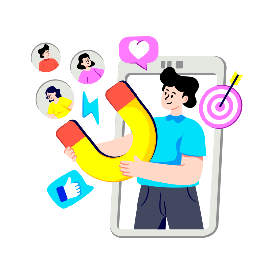 Customer Attraction, Attract Consumers, Appeal Customers, Appeal Consumers, Attract Persons, illustration