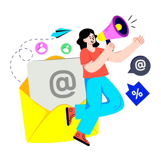 Email Marketing, Email Campaign, Email Promotion, Mail Publicity, Announcement Mail illustration