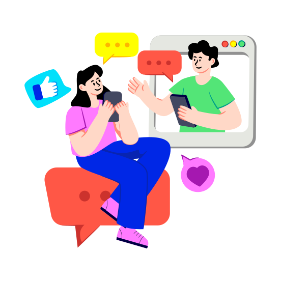 Facechat, Video Chat, Video Communication, Video Conversation, Live Chat, illustration