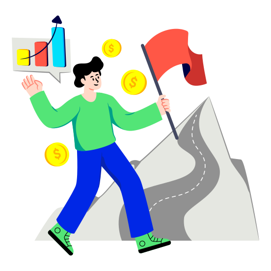 Mission Accomplished, Mission Achieved, Mission Successful, Flagged Mountain, Victory, illustration